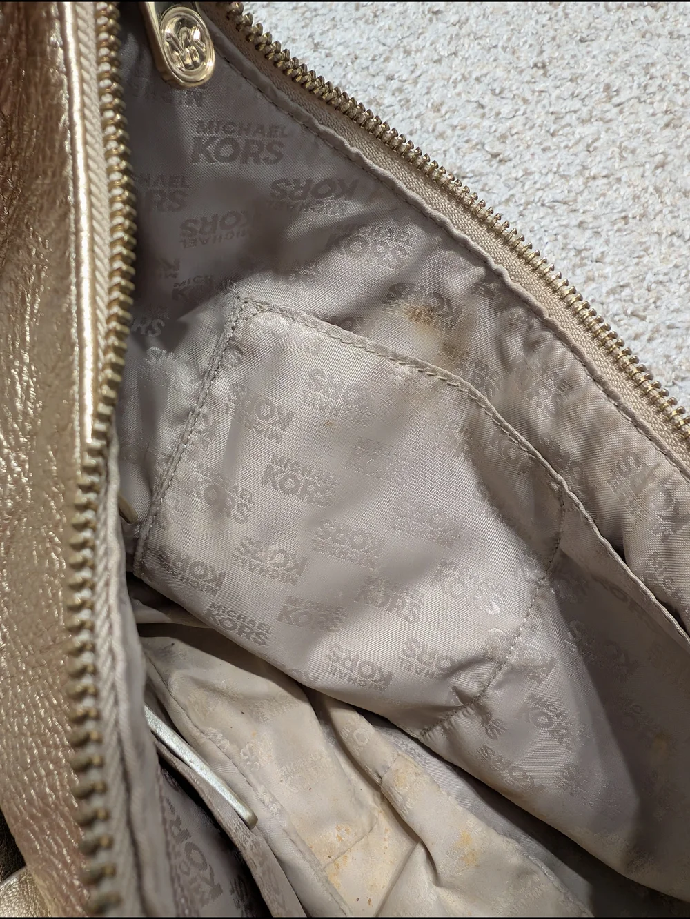 Michael Kors Metallic Gold Leather Hobo  Shoulder Bag